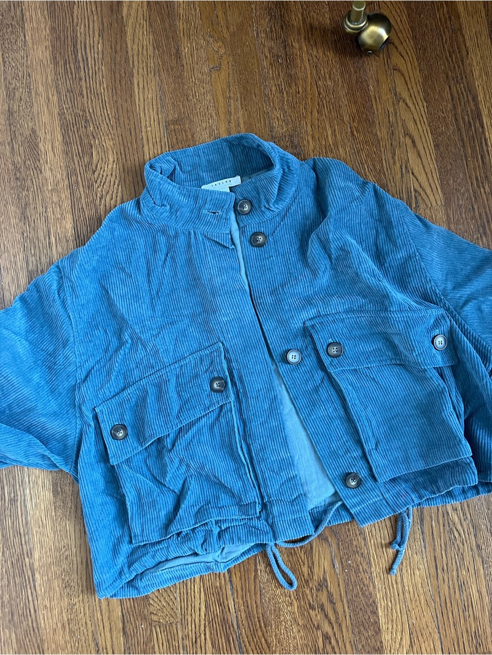 Blue Corduroy Cropped Jacket - Women
